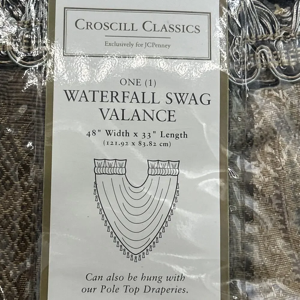 Croscill Classics 1 Waterfall Swag Valance 48x33 Style 9010 Chocolate Strickland